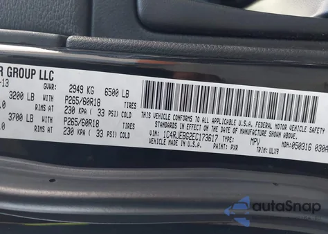 2014 Jeep Grand Cherokee Limited from USA, damaged, VIN 1C4RJEBG2EC173617